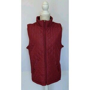 NWT Bienzoe Size L Burgundy Light-weight Quilted Full Zip Vest